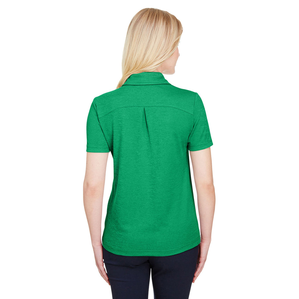 Devon & Jones Women's Kelly Green Heather CrownLux Performance Address Melange Polo