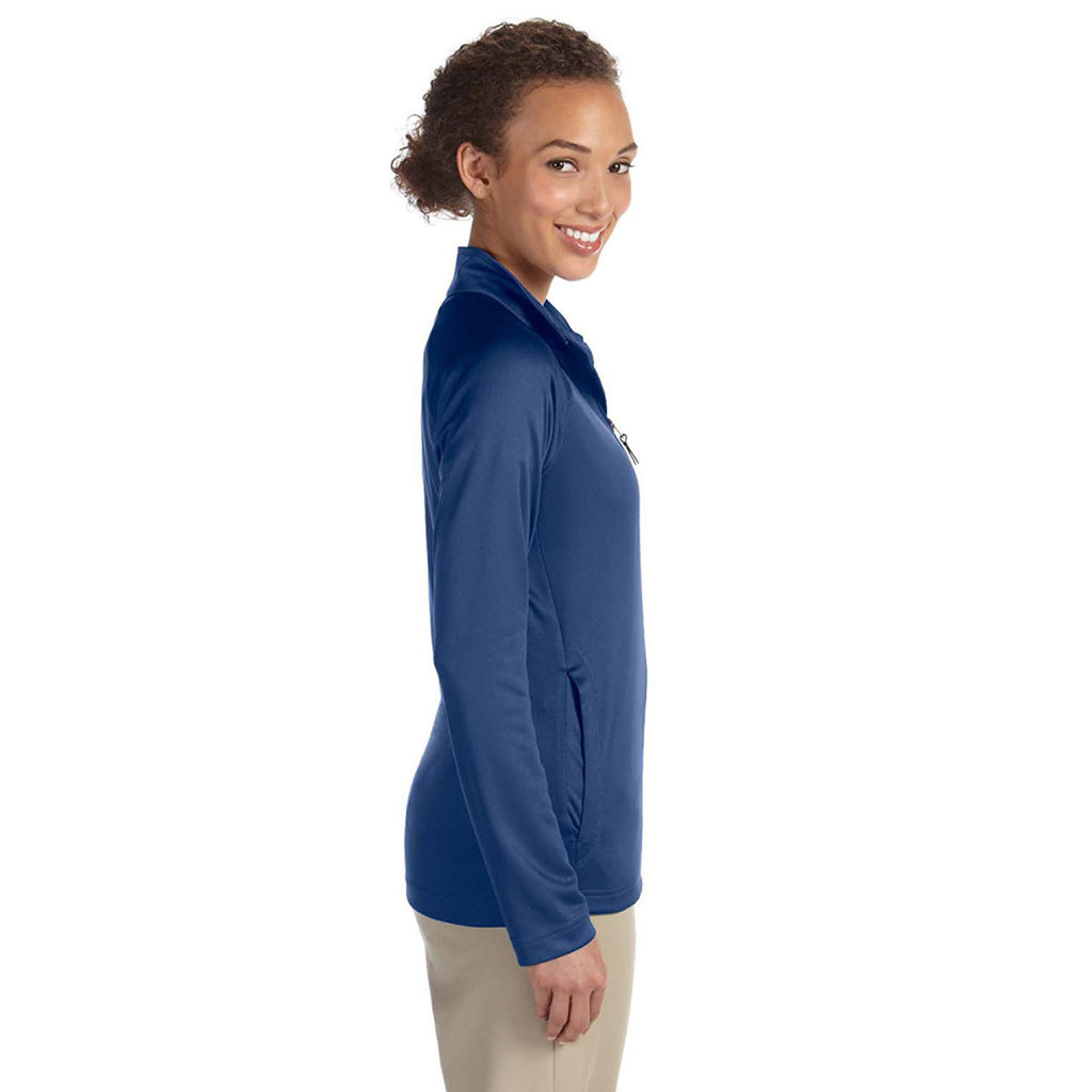 Devon & Jones Women's French Blue Heather Stretch Tech-Shell Compass Quarter-Zip