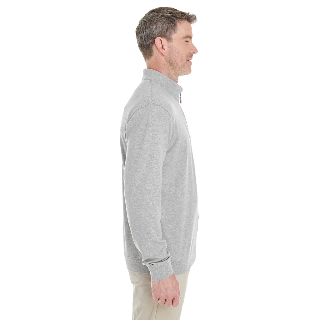 Devon & Jones Men's Grey Heather/Grey Heather/French Blue Drytec 20 Performance Quarter-zip