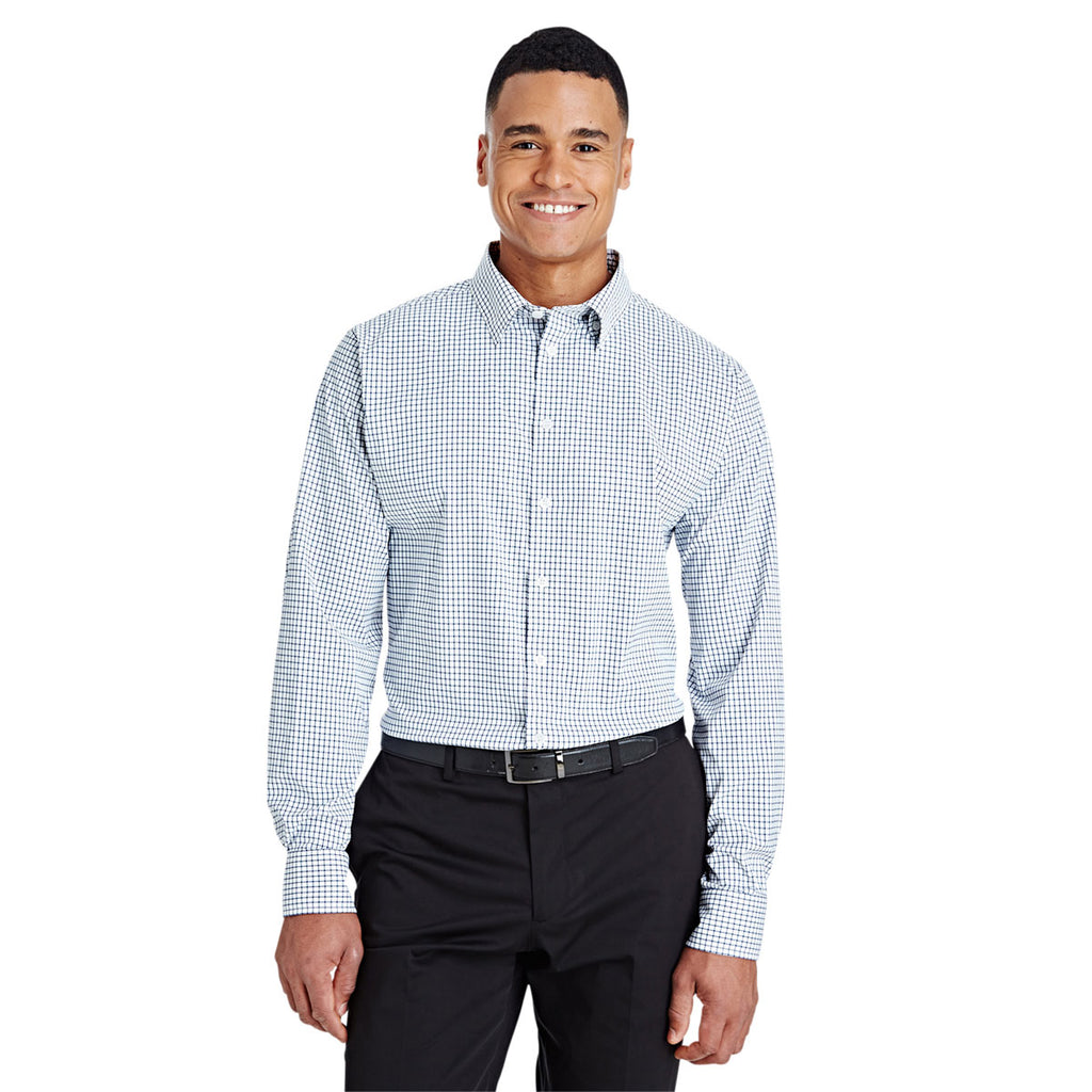 Devon & Jones Men's Navy/White CrownLux Performance Micro Windowpane Shirt