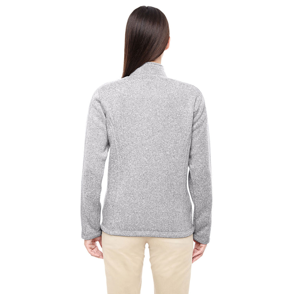 Devon & Jones Women's Grey Heather Bristol Full-Zip Sweater Fleece Jacket