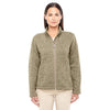 Devon & Jones Women's Khaki Heather Bristol Full-Zip Sweater Fleece Jacket