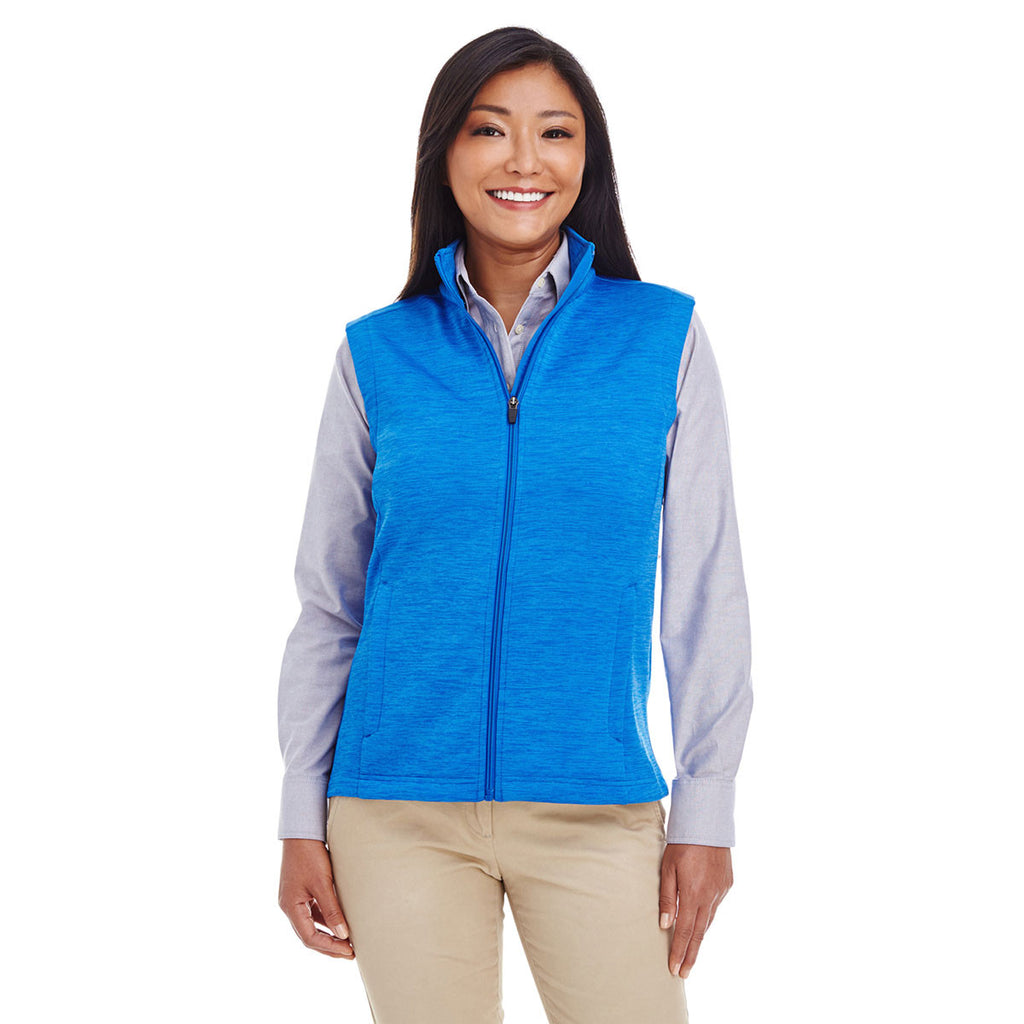 Devon & Jones Women's French Blue Heather Newbury Melange Fleece Vest