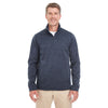 Devon & Jones Men's Navy Heather Newbury Melange Fleece Quarter-zip