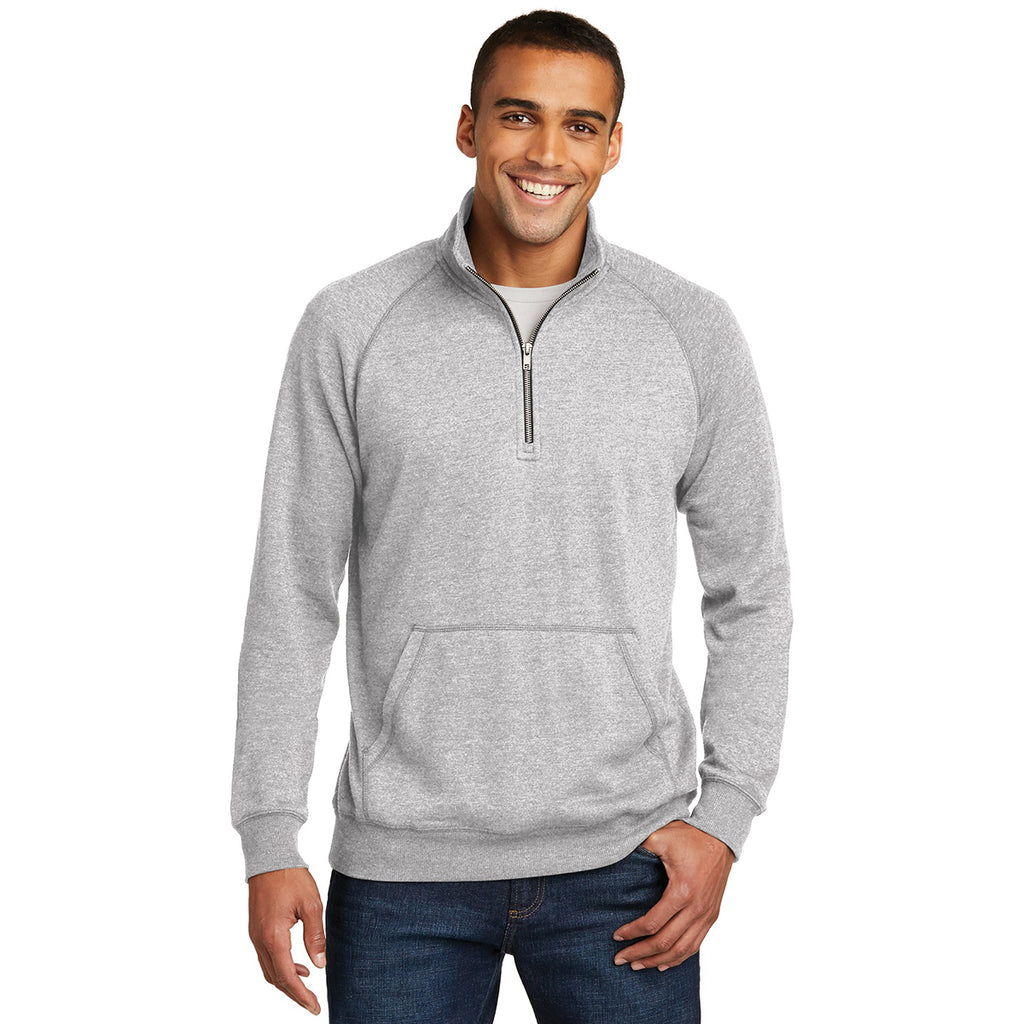 District Men's Heathered Grey Lightweight Fleece Quarter-Zip