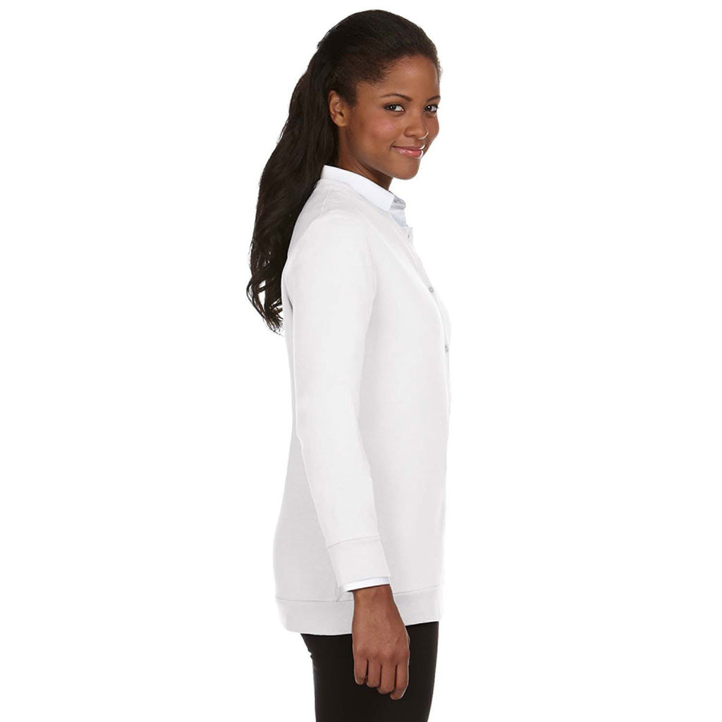 Devon & Jones Women's White Perfect Fit Ribbon Cardigan