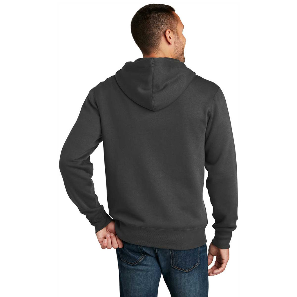 District Men's Charcoal Perfect Weight Fleece Full-Zip Hoodie