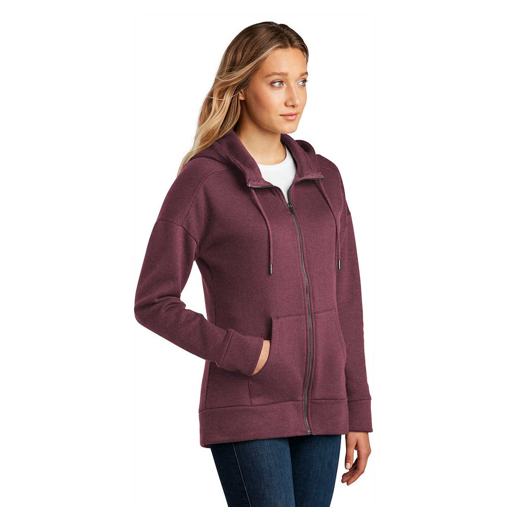 District Women's Heathered Loganberry Perfect Weight Fleece Full-Zip Hoodie