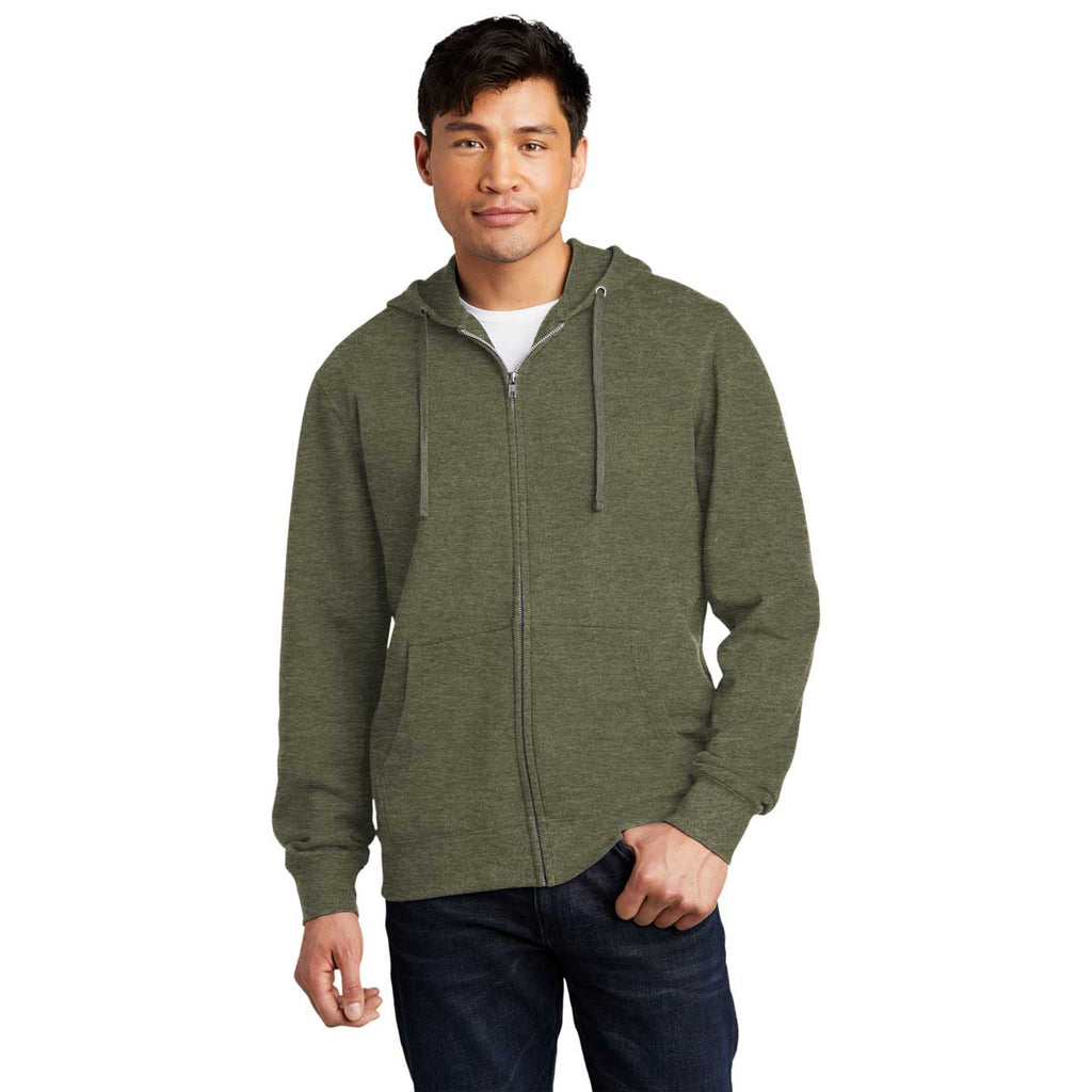 District Men's Heathered Olive V.I.T. Fleece Full-Zip Hoodie