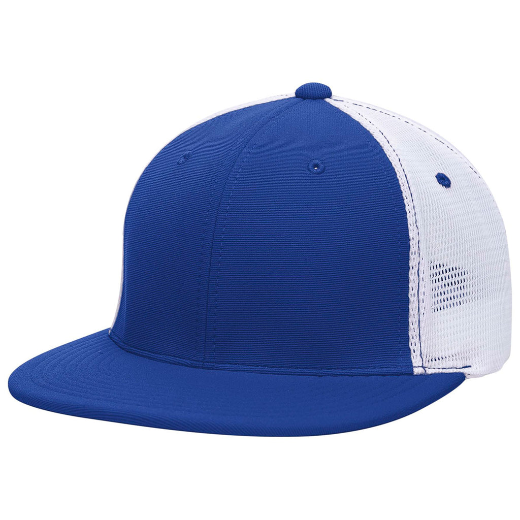 Pacific Headwear Royal/White/Royal Premium M2 Performance Trucker FlexFit Cap