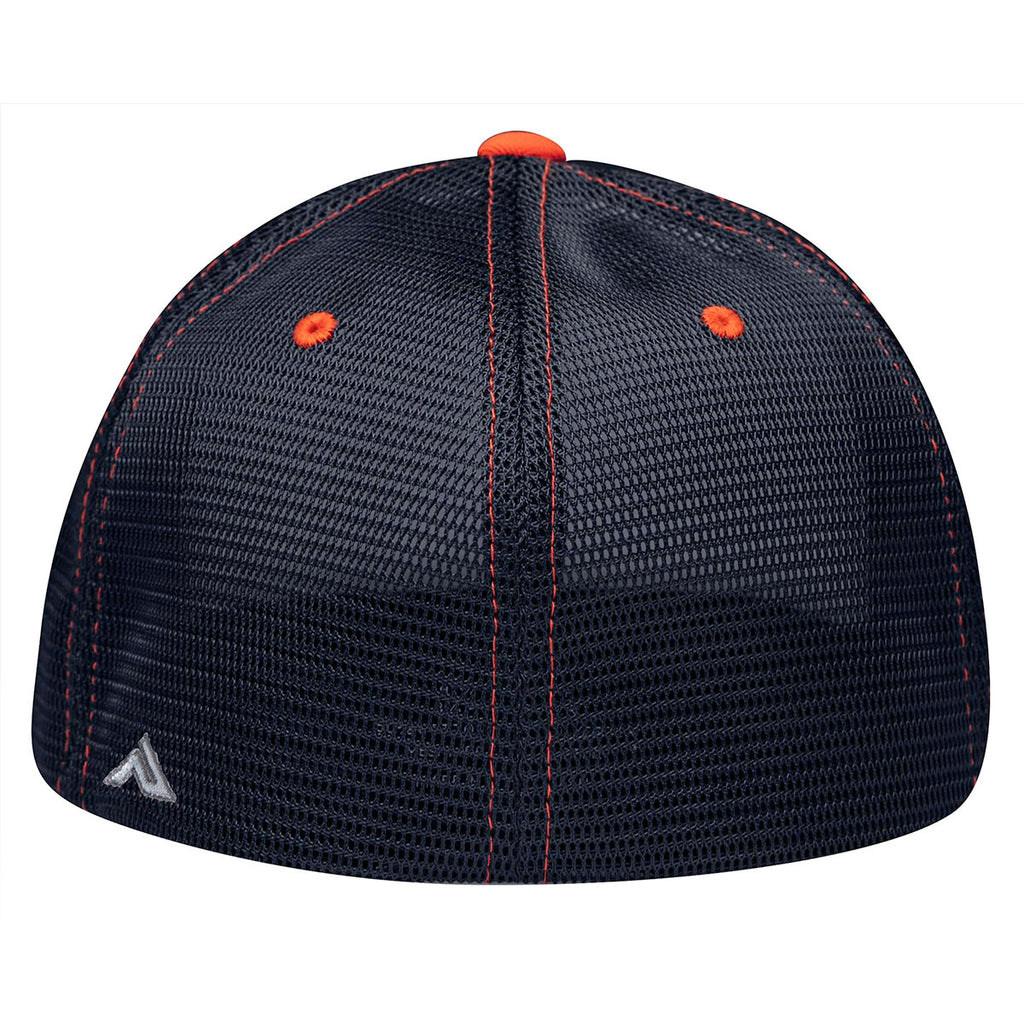 Pacific Headwear White/Navy/Orange Premium M2 Performance Trucker FlexFit Cap