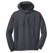 Sport-Tek Men's Graphite Heather/ True Red Tech Fleece Colorblock Hooded Sweatshirt
