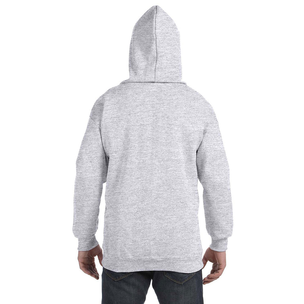 Hanes Men's Ash 9.7 oz. Ultimate Cotton 90/10 Full-Zip Hood