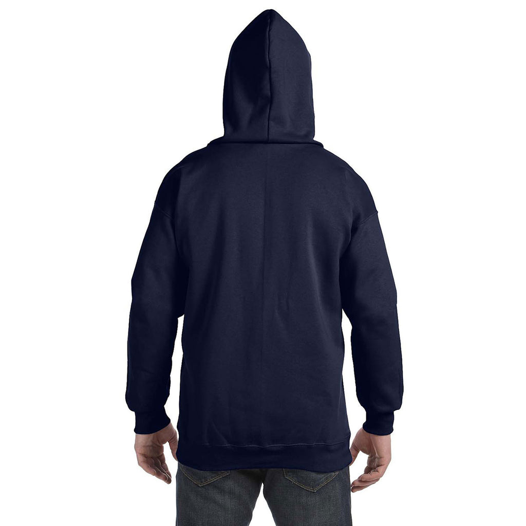 Hanes Men's Navy 9.7 oz. Ultimate Cotton 90/10 Full-Zip Hood