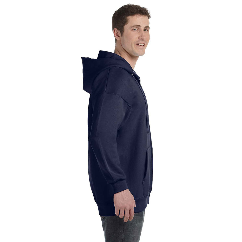 Hanes Men's Navy 9.7 oz. Ultimate Cotton 90/10 Full-Zip Hood