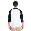 Gildan Unisex White/Black 5.3 oz. 3/4-Raglan Sleeve T-Shirt