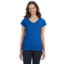 Gildan Women's Royal Blue SoftStyle 4.5 oz. Fitted V-Neck T-Shirt