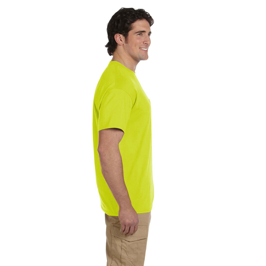 Gildan Unisex Safety Green 5.5 oz. 50/50 Pocket T-Shirt