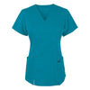 Grey's Anatomy Women's Teal Princess Mock Wrap Top