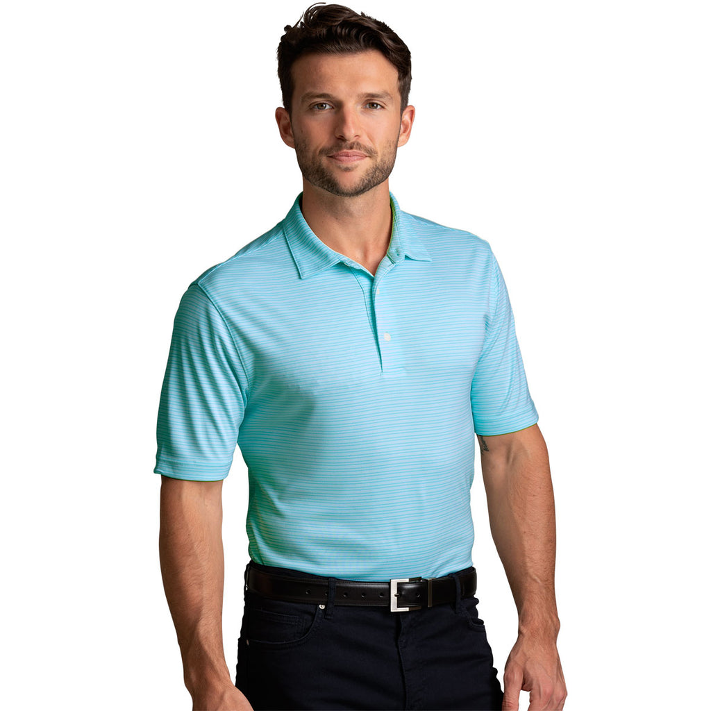 Greg Norman Men's Aqua Protek Micro Stripe Polo