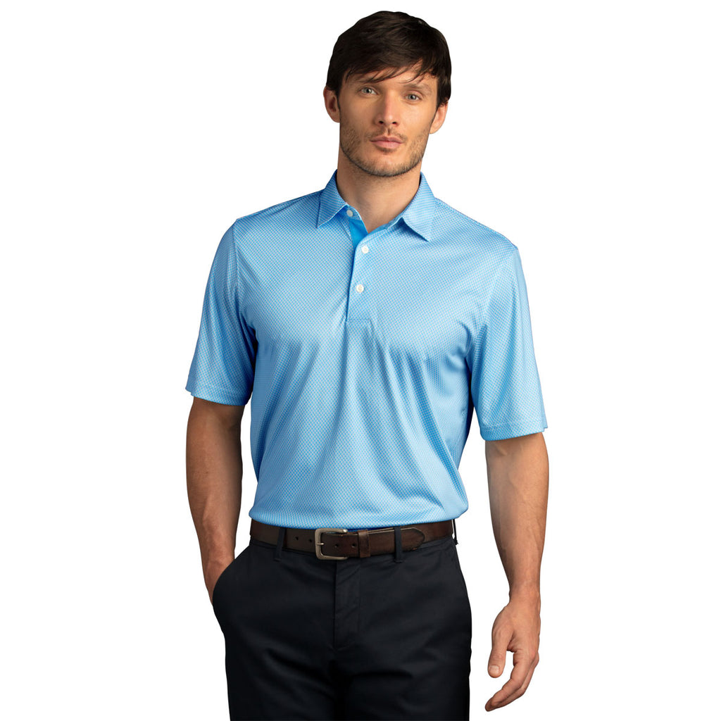 Greg Norman Men's Caribbean Blue Play Dry ML75 Foulard Print Polo