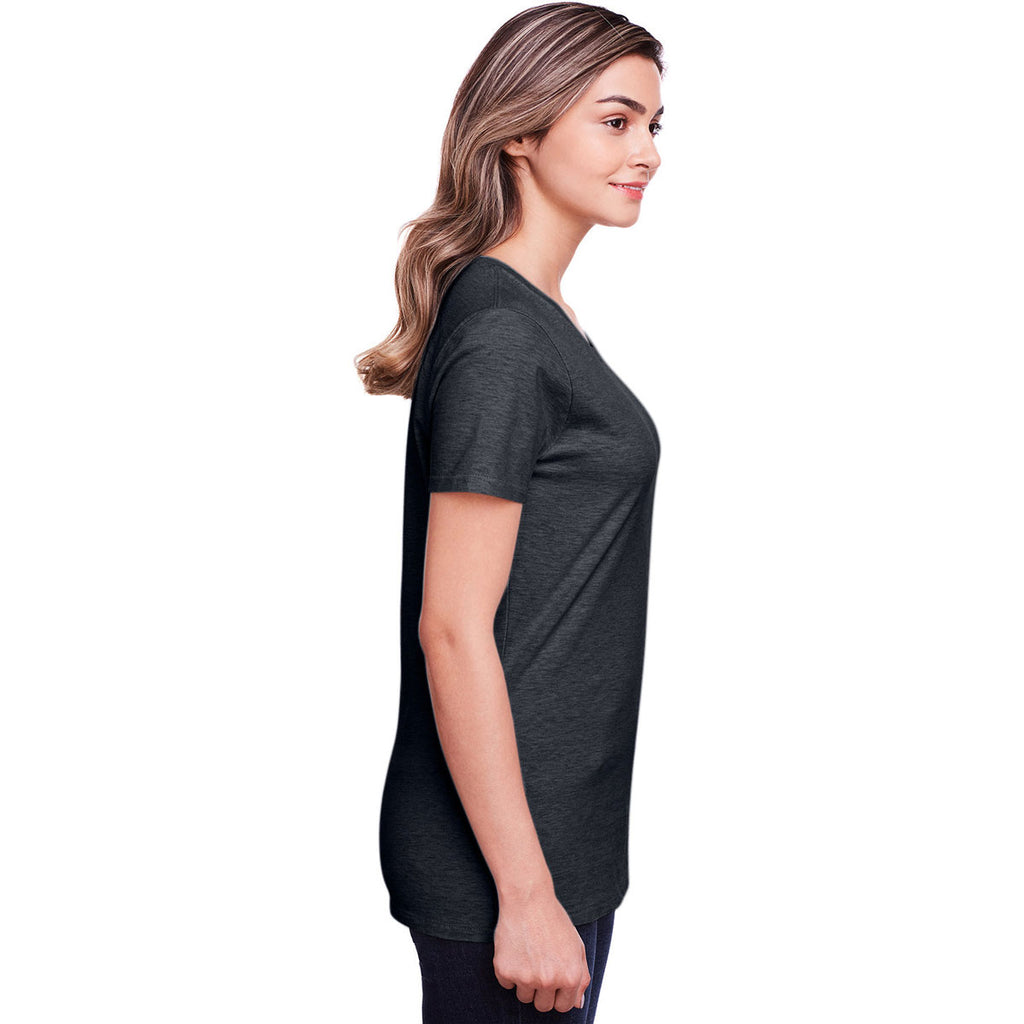 Fruit of the Loom Women's Black Ink Heather ICONIC T-Shirt