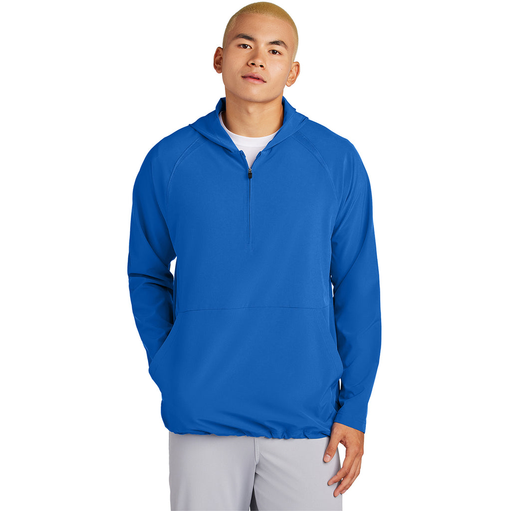 Sport-Tek Men's True Royal Repeat 1/2-Zip Long Sleeve Hooded Jacket