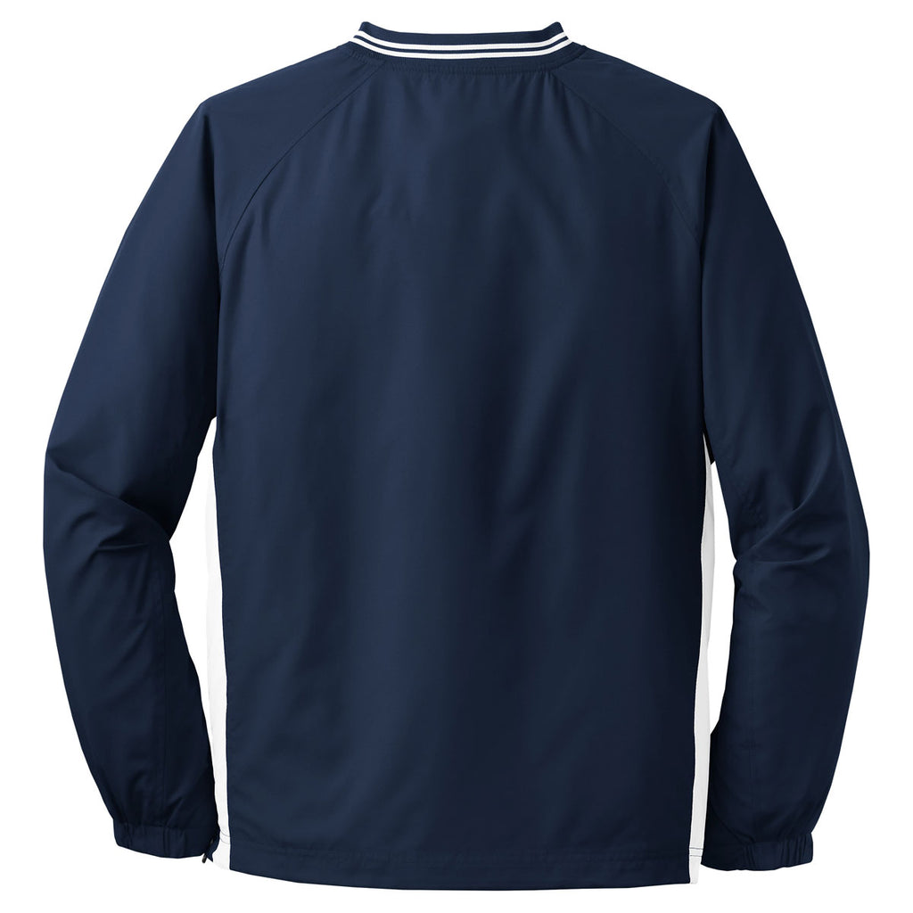 Sport-Tek Men's True Navy/ Gold Tipped V-Neck Raglan Wind Shirt