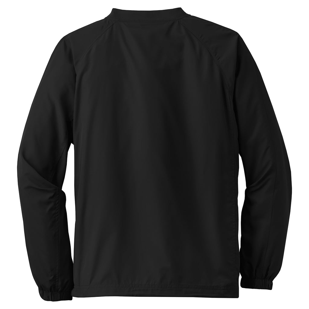 Sport-Tek Men's Black V-Neck Raglan Wind Shirt