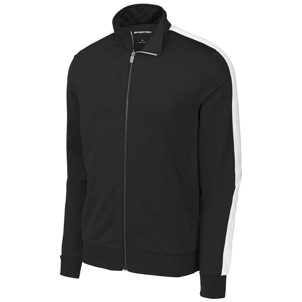 Sport-Tek Men's Black/White Tricot Track Jacket