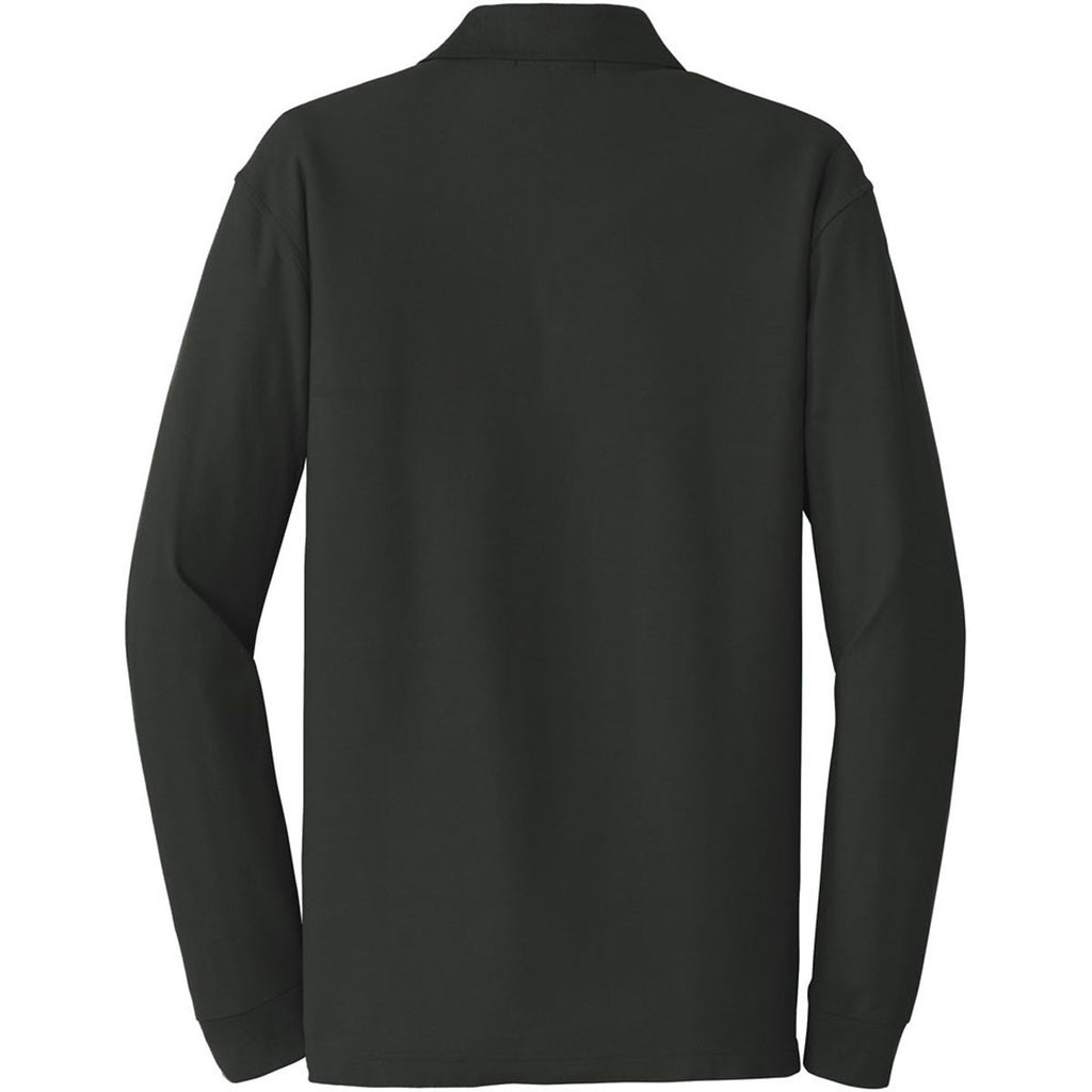 Port Authority Men's Deep Black Long Sleeve Core Classic Pique Polo