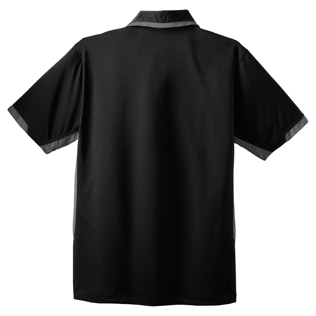 Port Authority Men's Black/Iron Grey Dry Zone Colorblock Ottoman Polo