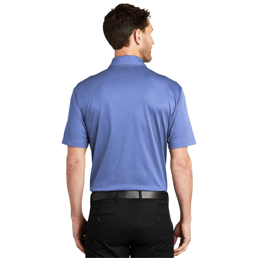 Port Authority Men's Moonlight Blue Heather Heathered Silk Touch Performance Polo