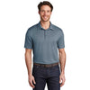 Port Authority Men's Regatta Blue/Gusty Grey Stretch Heather Polo