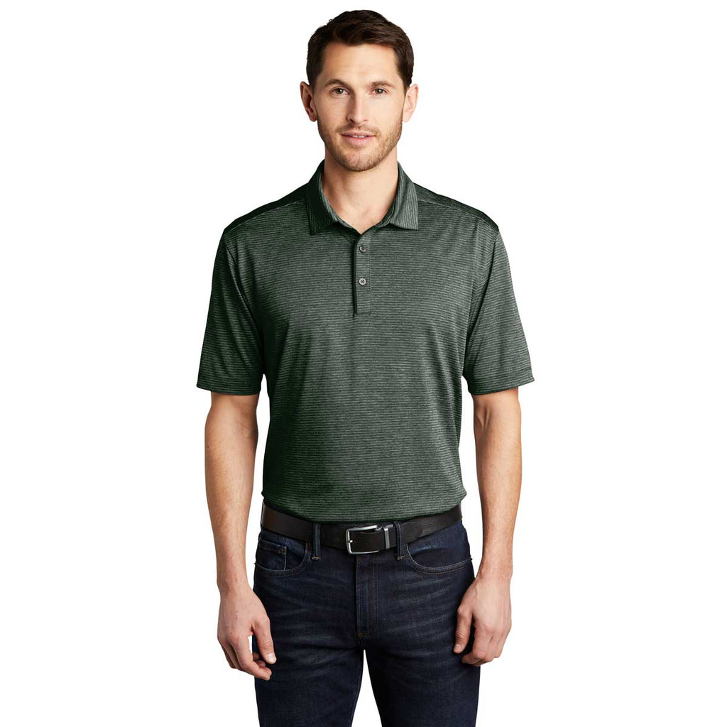 Port Authority Men's Deep Forest Green Shadow Stripe Polo