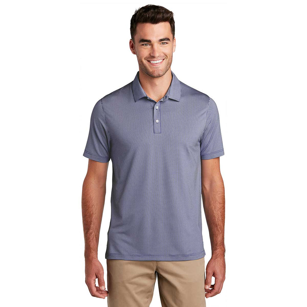 Port Authority Men's True Navy/White Gingham Polo