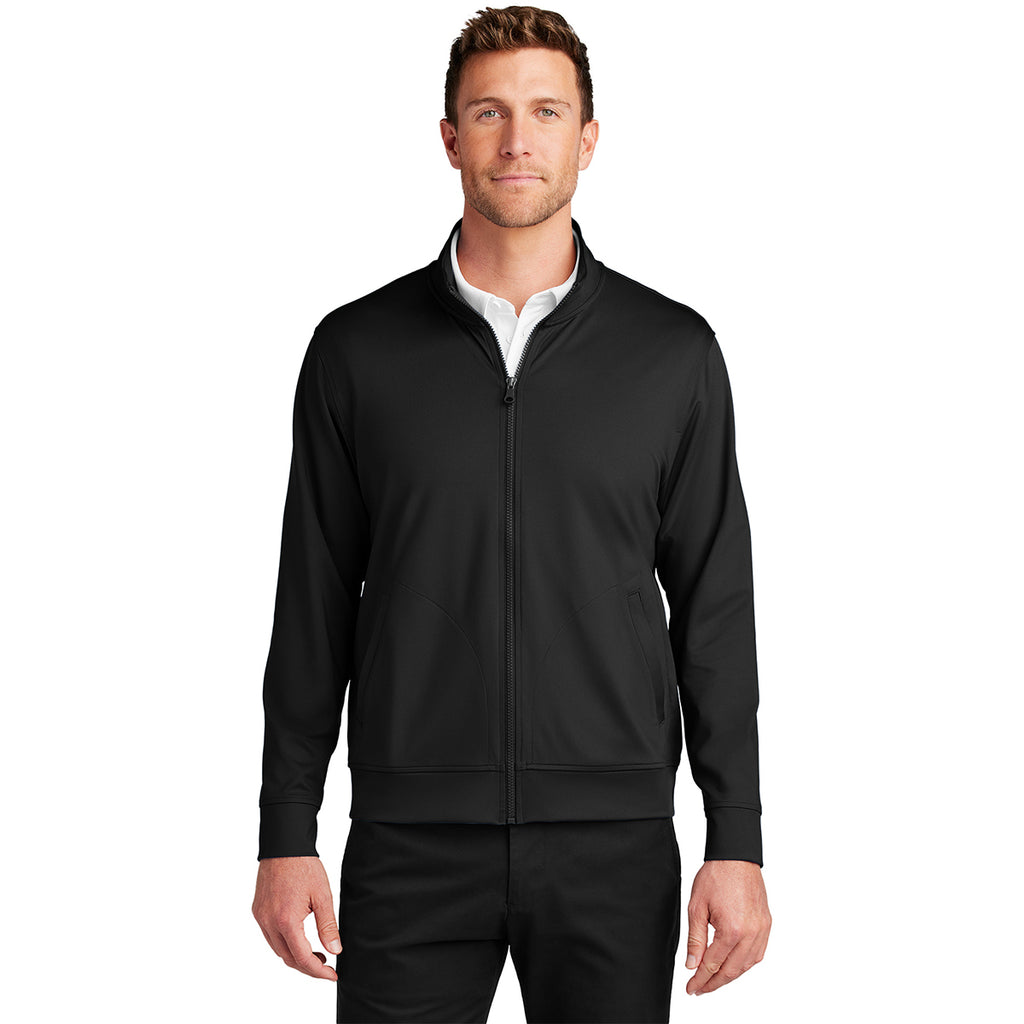 Port Authority Men's Deep Black C-FREE Double Knit Full-Zip