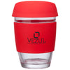 Perka Red Rizzo 12 oz. Glass Mug with Silicone Grip & Lid