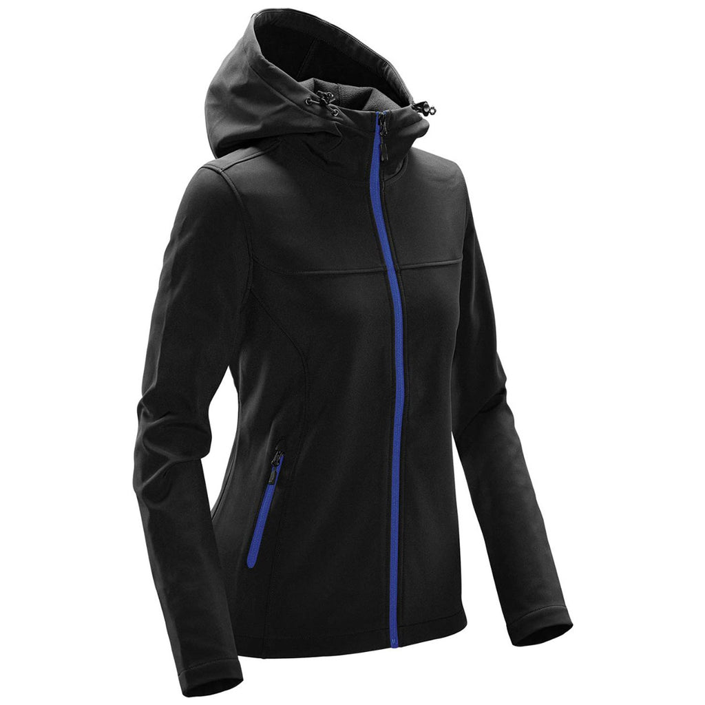 Stormtech Women's Black/Azure Blue Orbiter Softshell Hoody