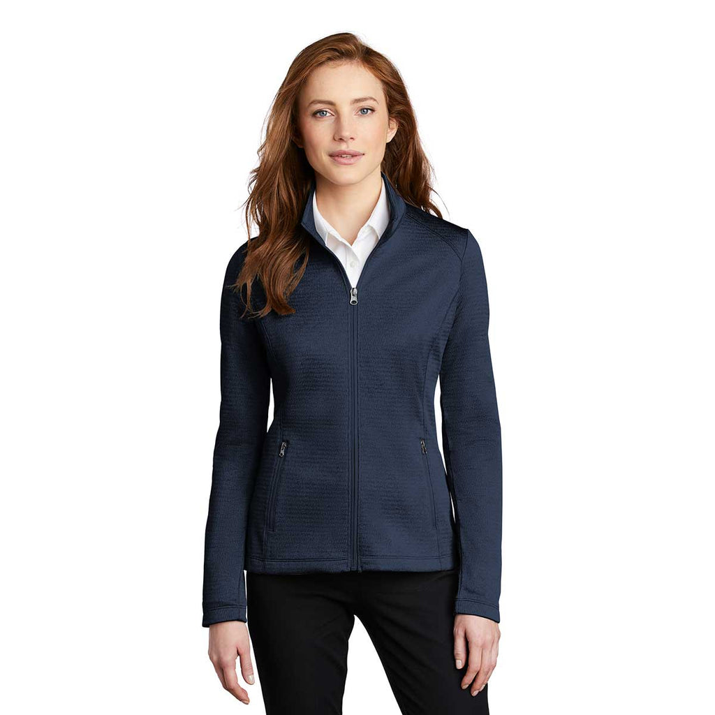 Port Authority Women's Dress Blue Navy Heather Diamond Fleece Full Zip Jacket