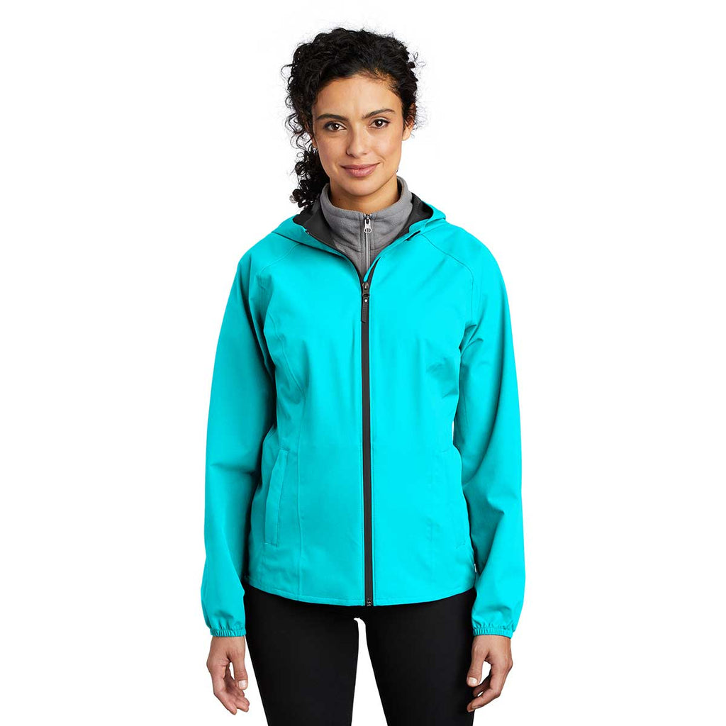 Port Authority Women's Light Cyan Blue Essential Rain Jacket