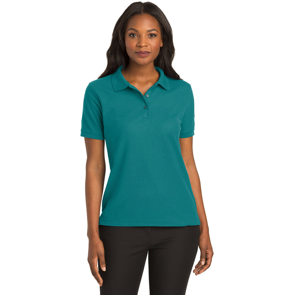 Port Authority Women's Teal Green Silk Touch Polo