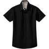 Port Authority Women's Black/Light Stone Short Sleeve Easy Care Shirt