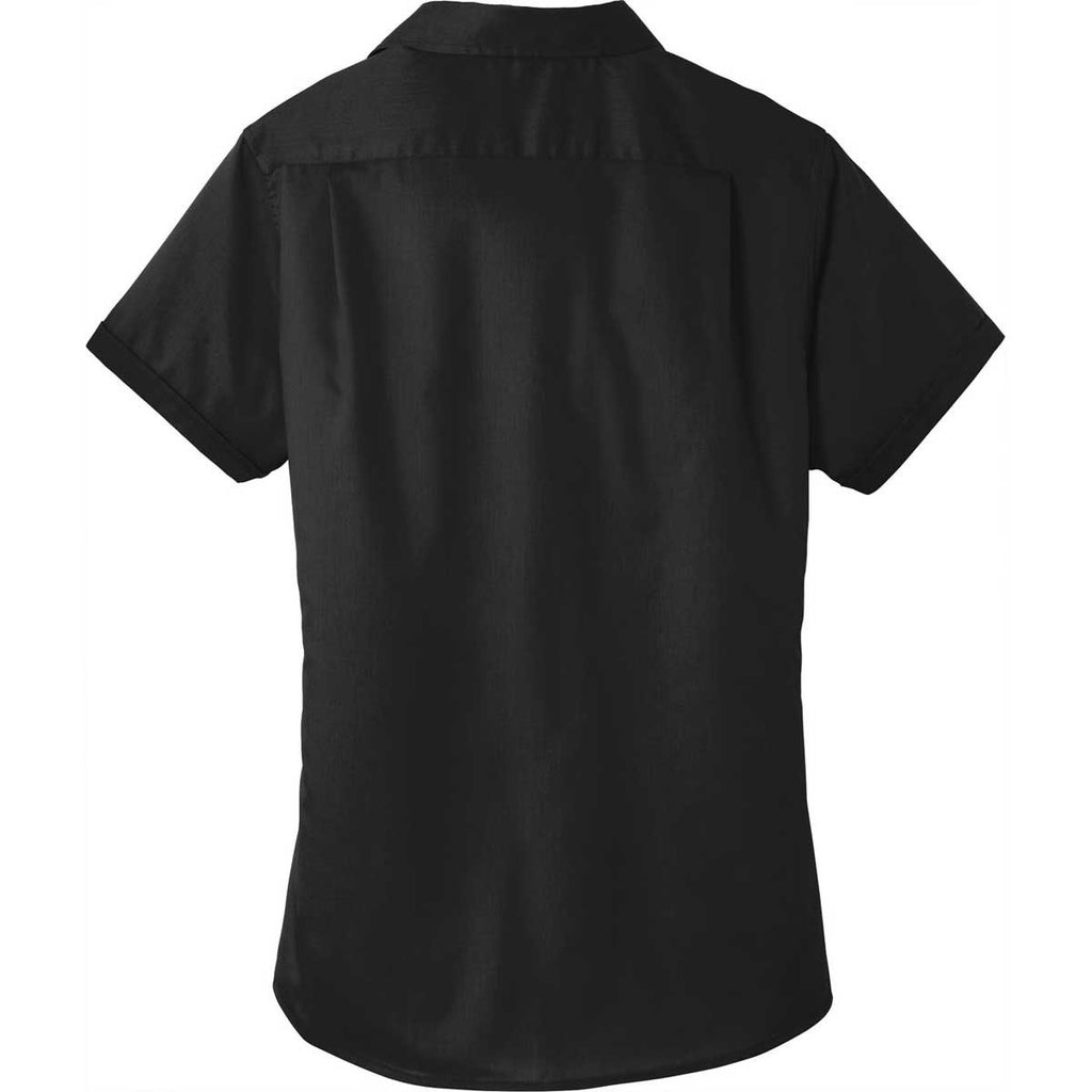 Port Authority Women's Black Short Sleeve SuperPro Twill Shirt