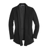 Port Authority Women's Deep Black/Charcoal Heather Interlock Cardigan