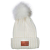 Leeman Cream Knit Beanie with Fur Pom Pom