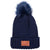 Leeman Navy Knit Beanie with Fur Pom Pom