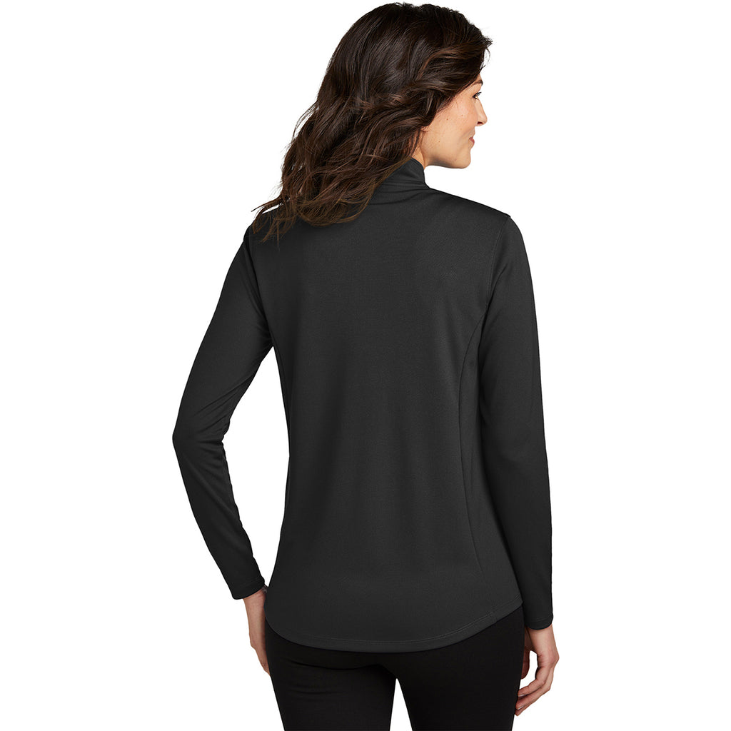 Port Authority Women's Deep Black Dry Zone UV Micro-Mesh 1/4 Zip