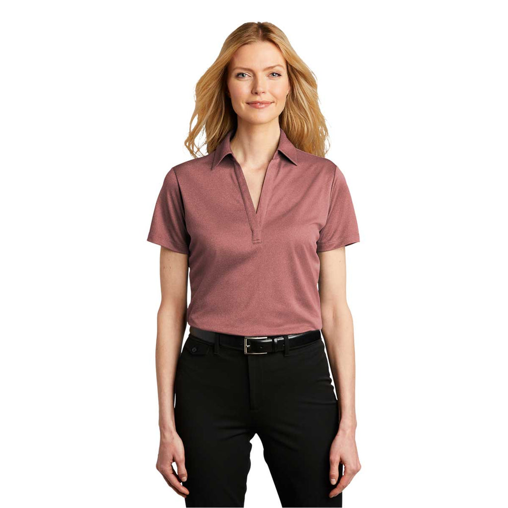 Port Authority Women's Garnet Heather Heathered Silk Touch Performance Polo