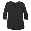 Port Authority Women's Black Concept 3/4-Sleeve Soft Split Neck Top